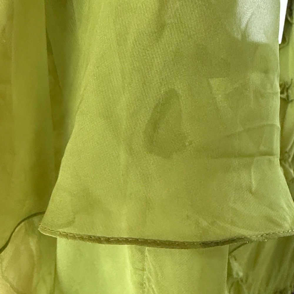 Mac Duggal Chiffon Cascading Ruffle Flutter Sleeve Gown Color Apple Green Size 4 - Picture 14 of 17